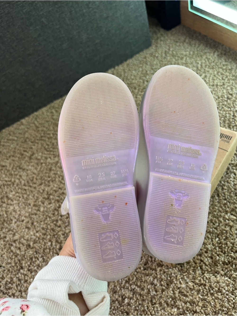 Mini Melissa Iridescent Lavender Mary Janes with Silver Butterfly - Picture 8 of 11
